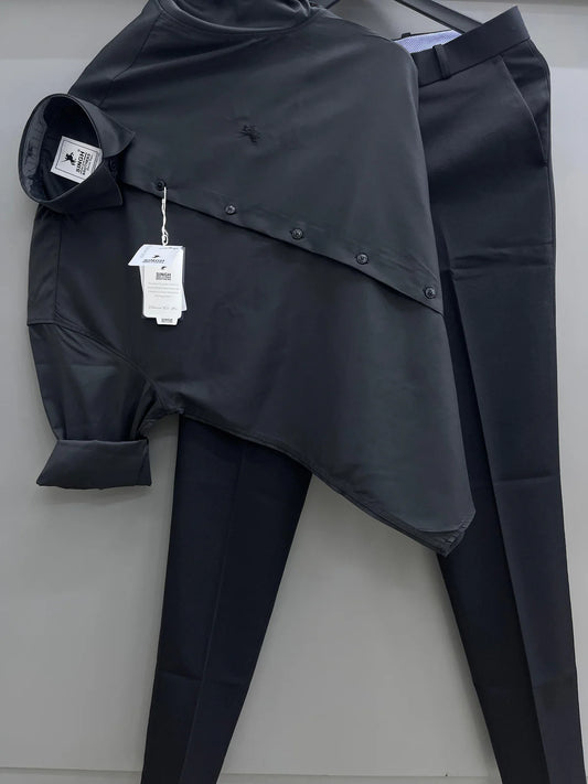 Smart Partywear Shirt Paired with Dark Formal Pant for Office Parties