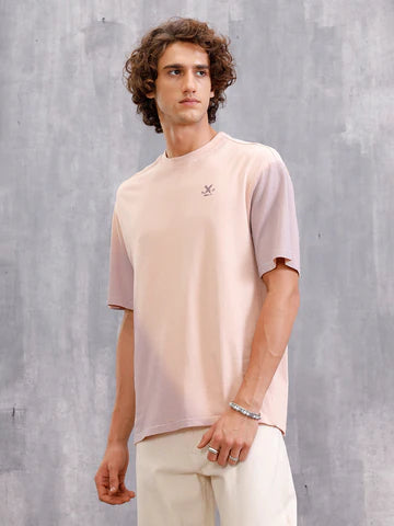 Pink Oversized Pure Cotton T-Shirt for Men – Relaxed Fit Casual Wear with Comfortable Crew Neck and Half Sleeves