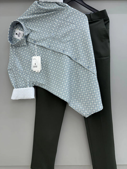 Trendy Printed Shirt and Pant Set for Men with Modern Pattern and Soft Material