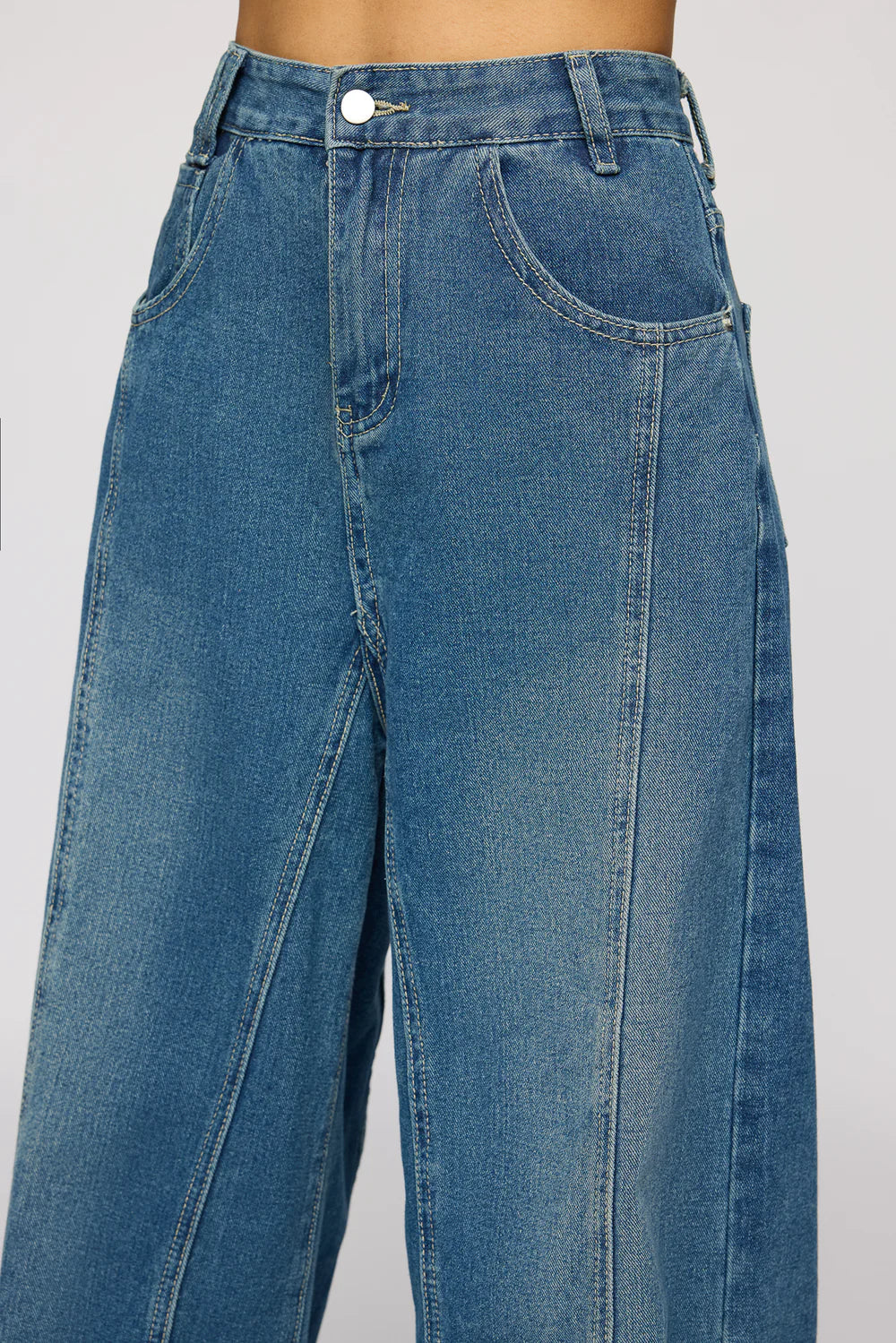 Elegant Classic Navy Flared Denim Pants for Women – Korean Streetwear Style