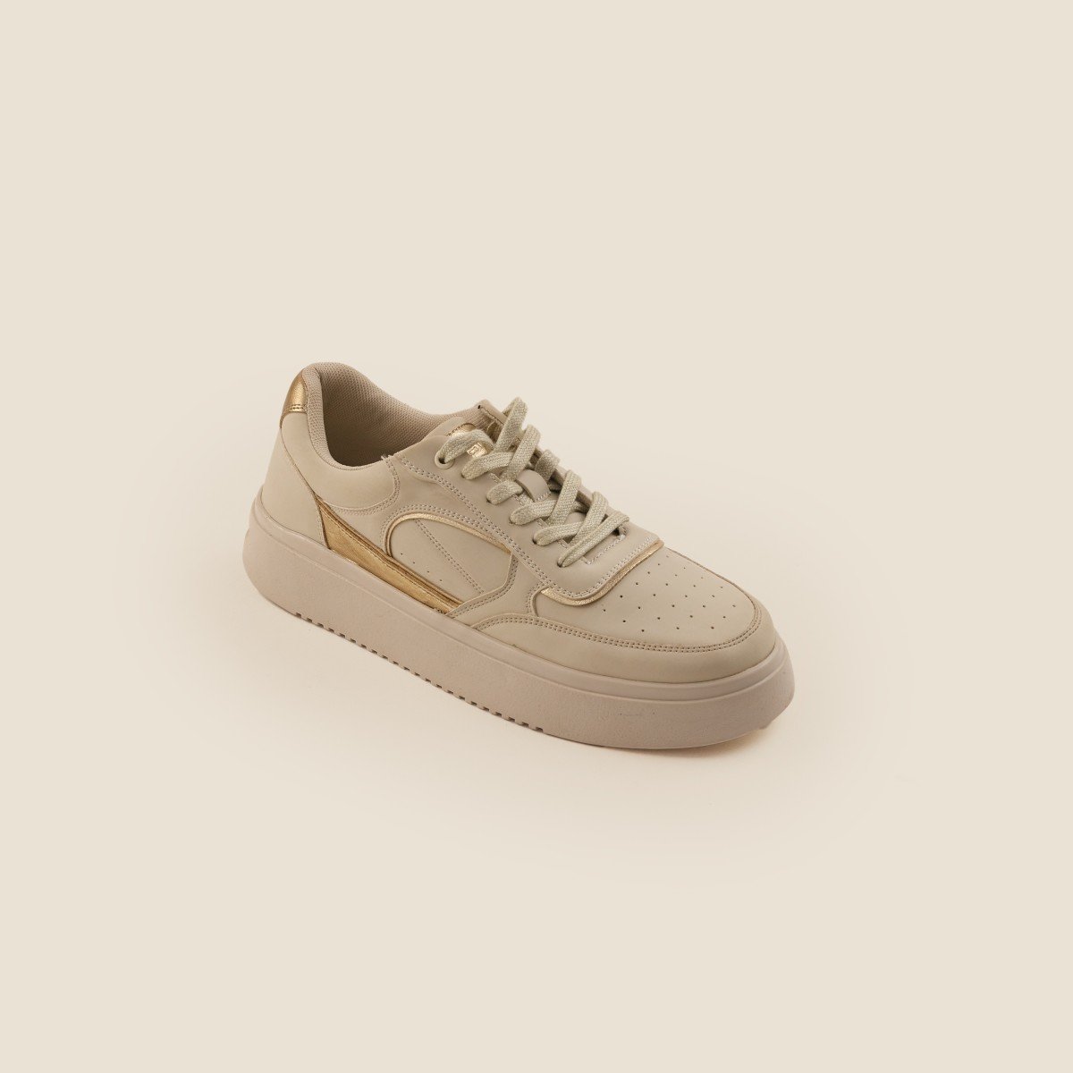Elegant Casual Beige Sneakers for Women with Lightweight Construction