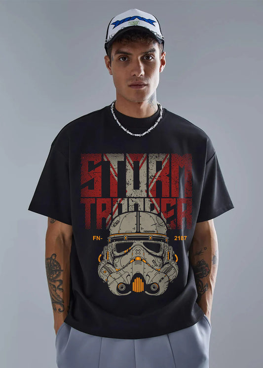 Men’s Relaxed Fit Oversized T-Shirt with Storm Trooper Print for Comfortable Style
