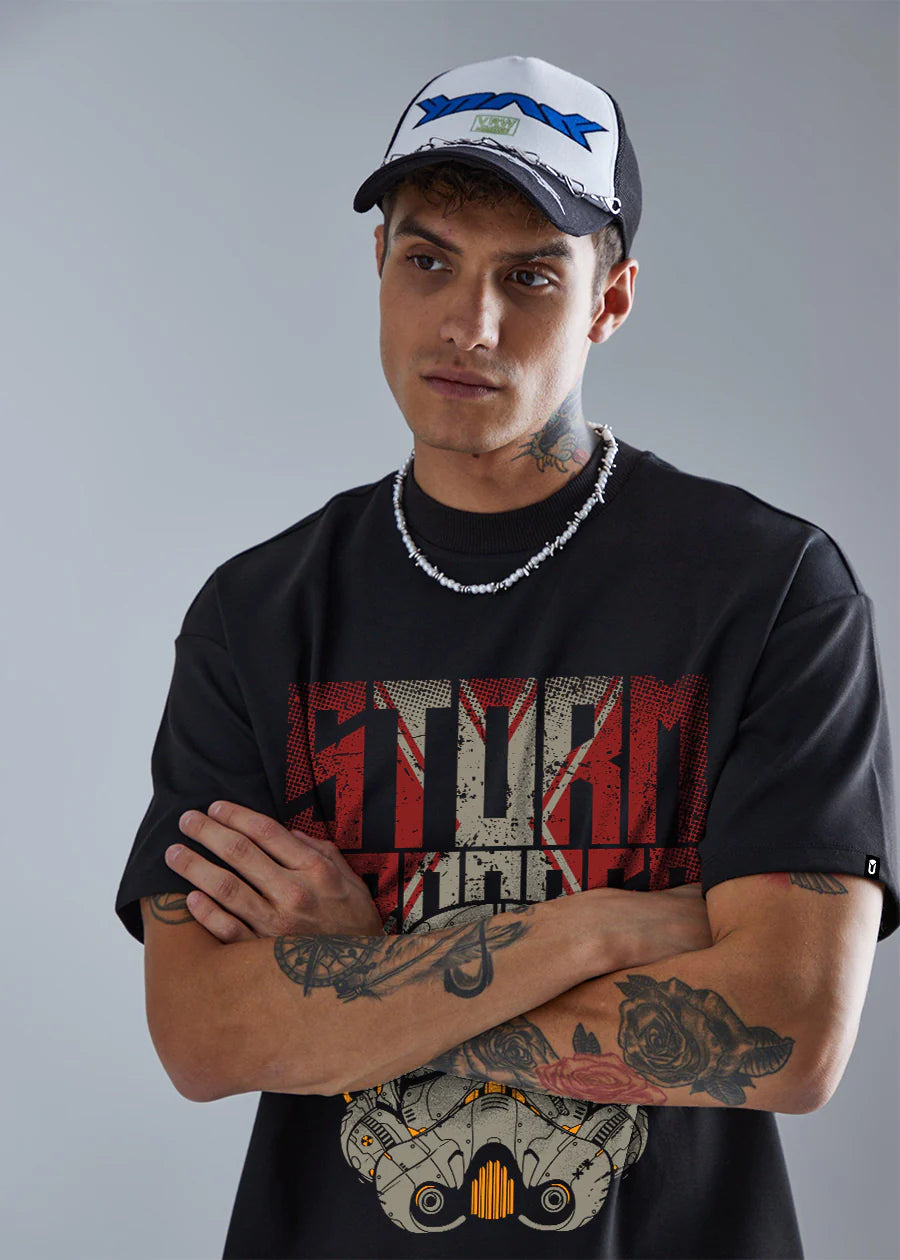 Men’s Relaxed Fit Oversized T-Shirt with Storm Trooper Print for Comfortable Style