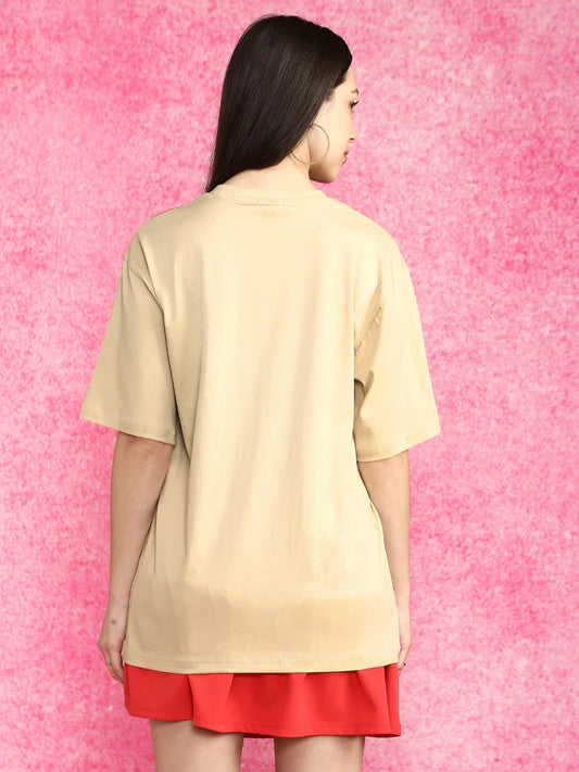 Soft Cotton Oversized T-Shirt with Stylish Graphic Design for Women