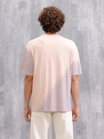 Pink Oversized Pure Cotton T-Shirt for Men – Relaxed Fit Casual Wear with Comfortable Crew Neck and Half Sleeves
