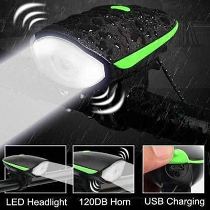 Gadget Deals Universal Bicycle Front and Rear LED Light with Built-In Horn and Rechargeable Battery