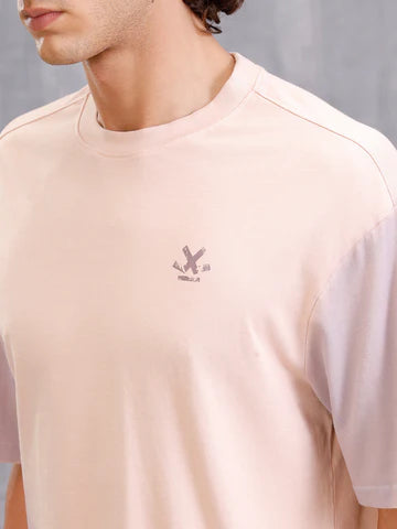 Pink Oversized Pure Cotton T-Shirt for Men – Relaxed Fit Casual Wear with Comfortable Crew Neck and Half Sleeves