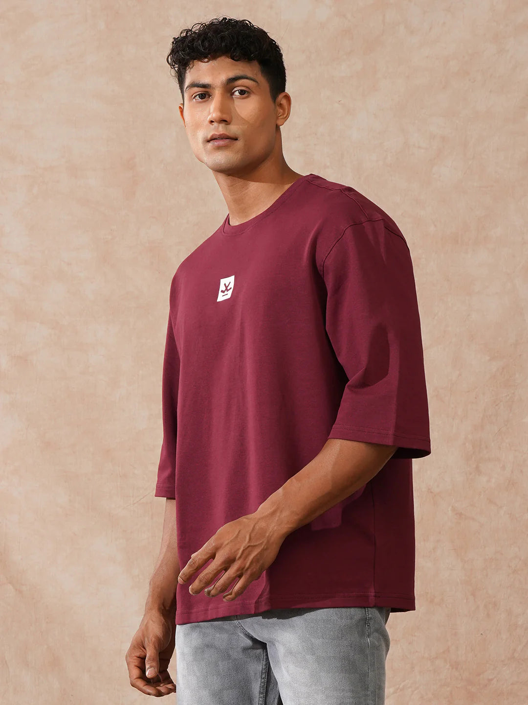 Solid Maroon 3/4th Sleeve T-Shirt for Women – Stylish Round Neck Casual Top for Everyday Wear and Layering