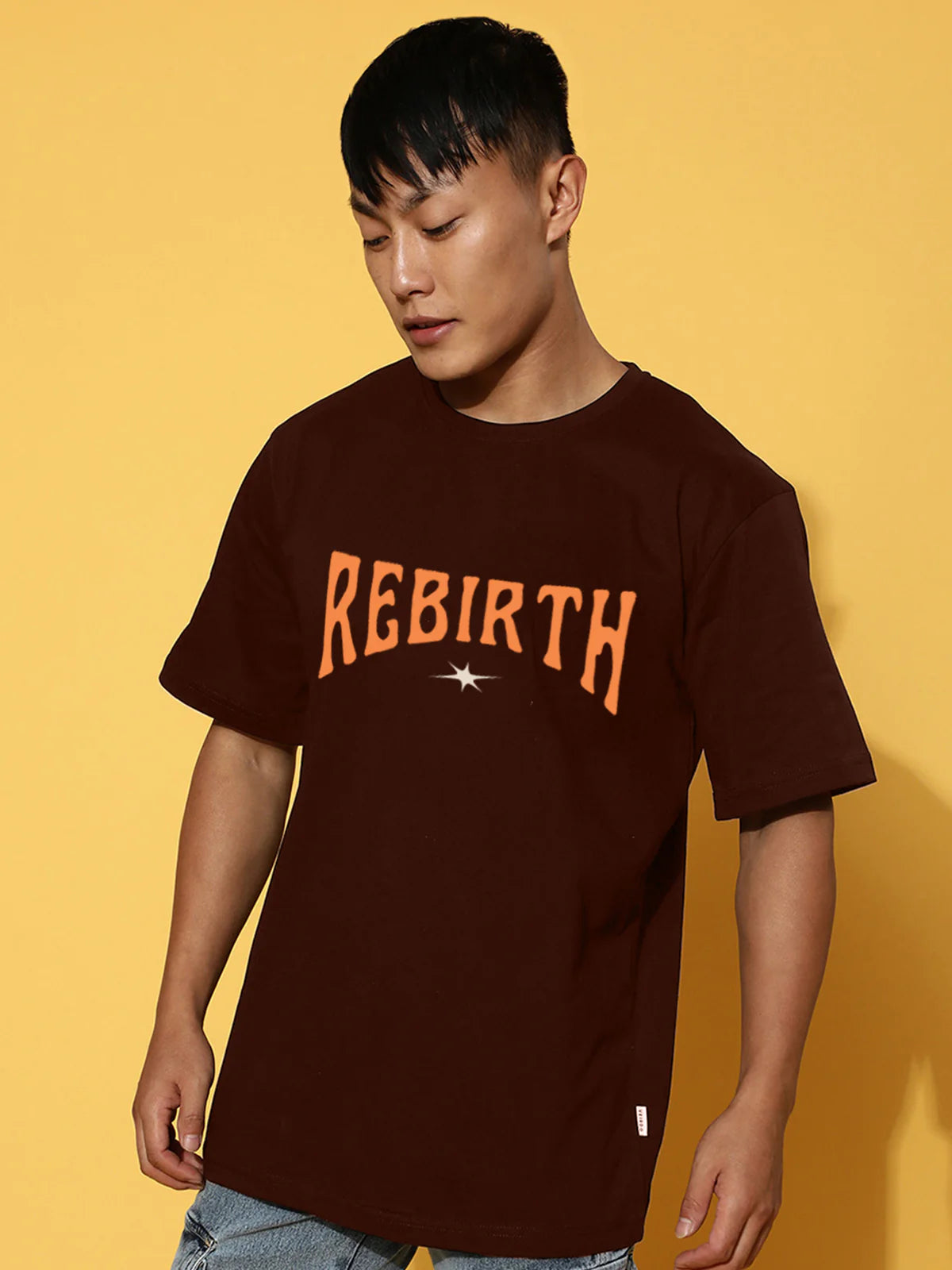 Trendy Oversized Brown Graphic Printed T-Shirt for Men for Day-to-Night Wear