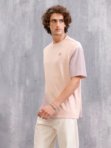 Pink Oversized Pure Cotton T-Shirt for Men – Relaxed Fit Casual Wear with Comfortable Crew Neck and Half Sleeves