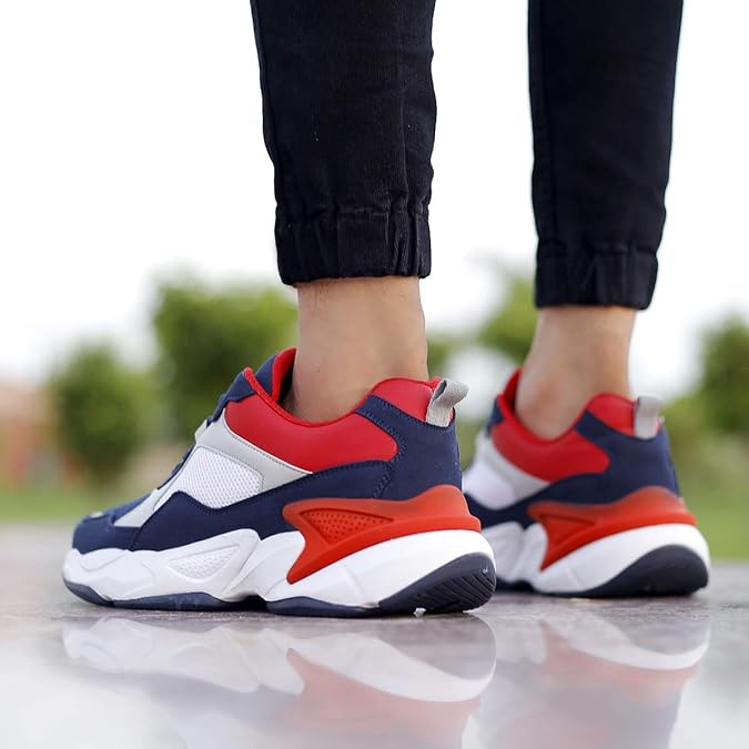 Trendy Men Lace Up Running Sneakers with Modern Design for Gym and Outdoor Use