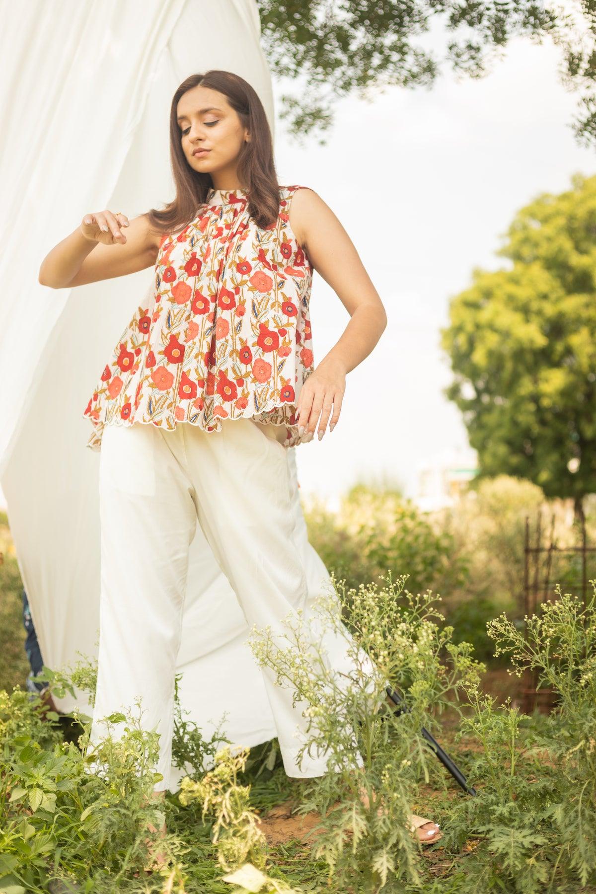 Stylish Light Coral Women’s Cotton Top with Inspiring Typography