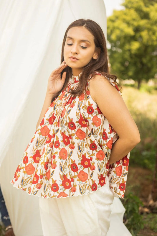 Stylish Light Coral Women’s Cotton Top with Inspiring Typography