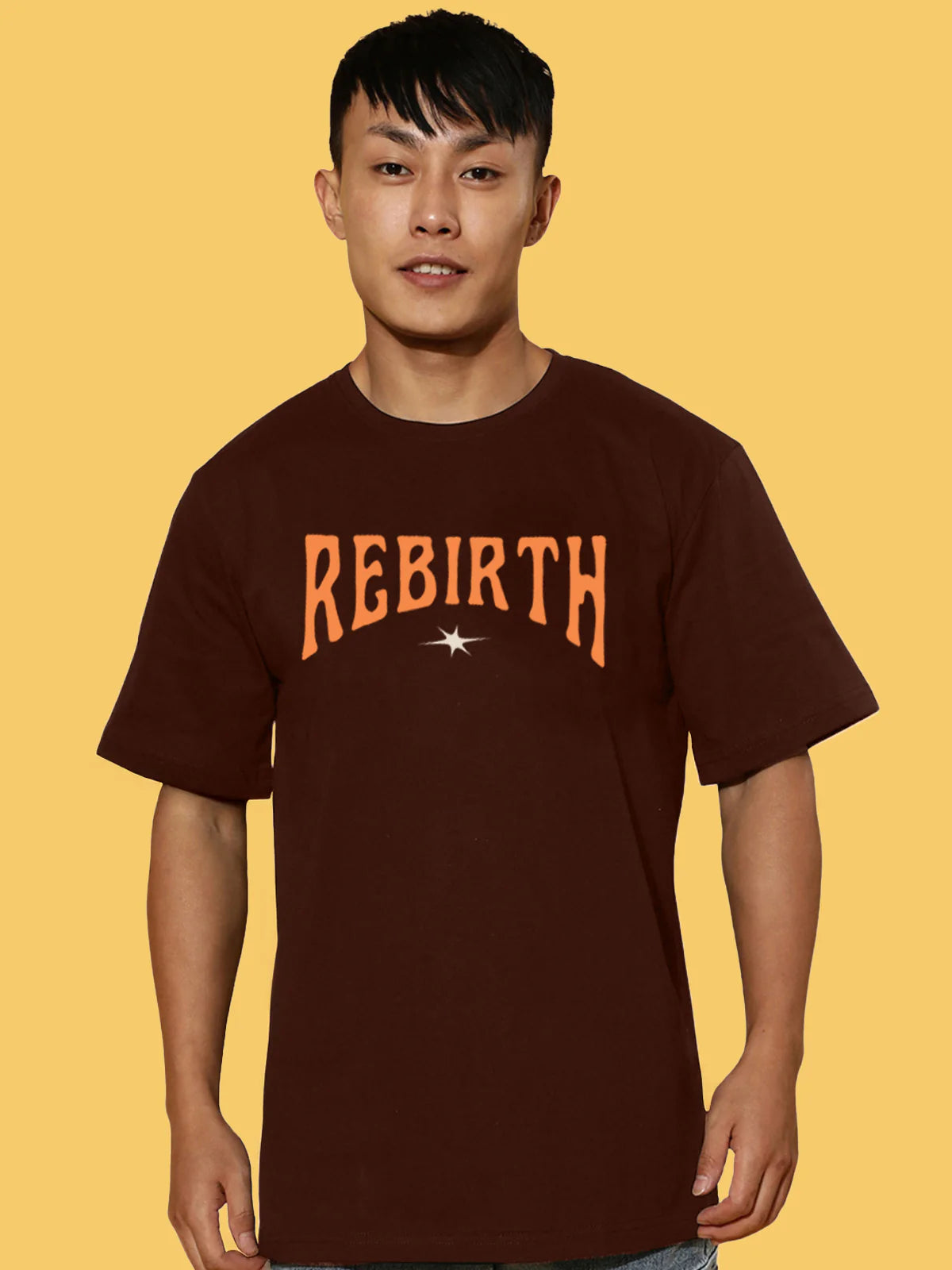 Trendy Oversized Brown Graphic Printed T-Shirt for Men for Day-to-Night Wear