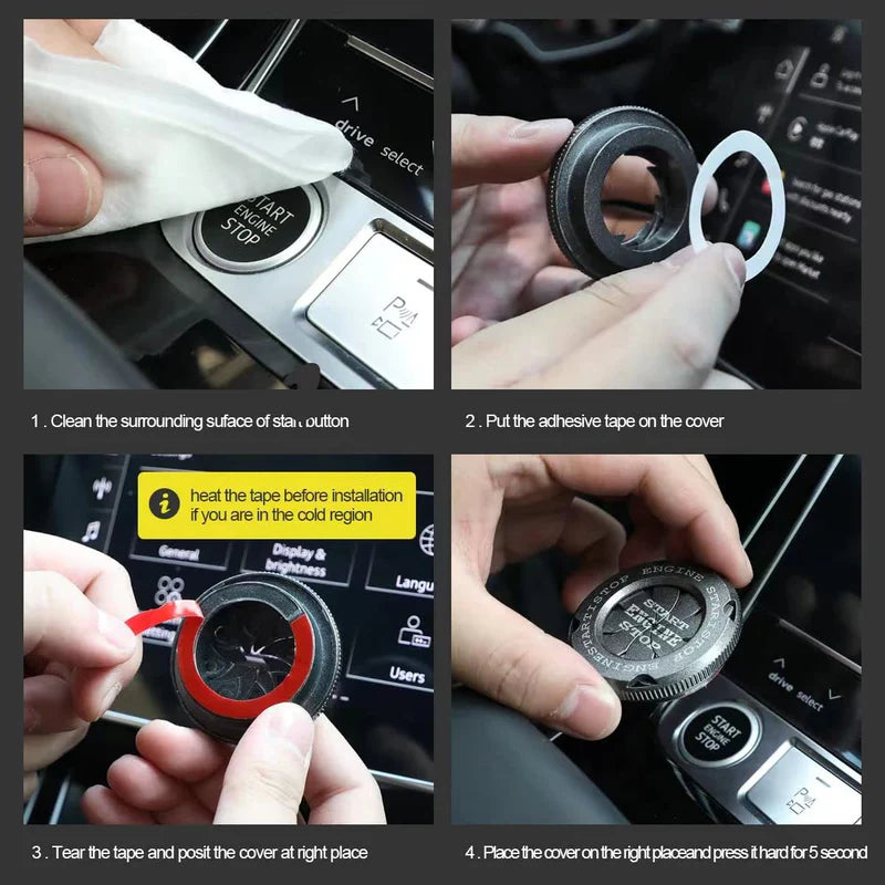 Universal Engine Start/Stop Button Cover for Cars and Motorcycles with Durable Zinc Alloy Ring