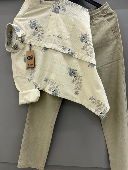 Premium Printed Shirt Paired with Modern Fit Pant for Office or Evening Wear