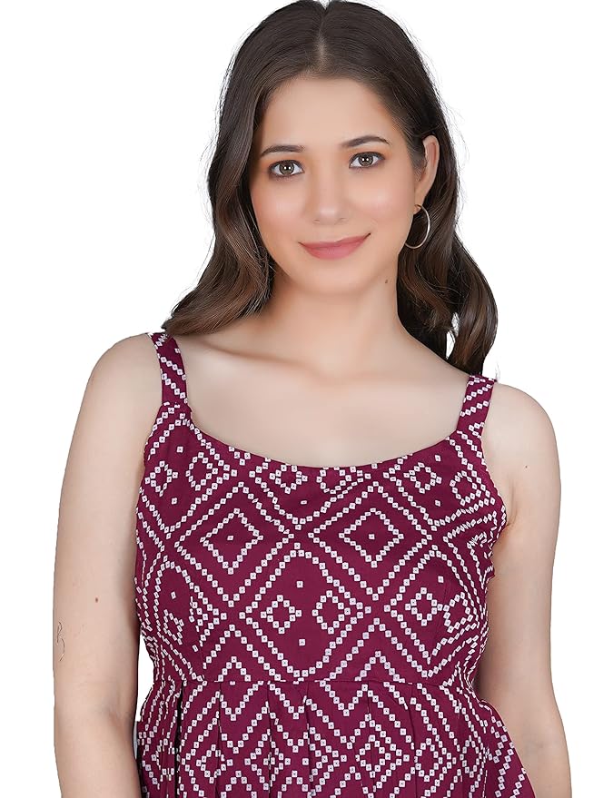 Women’s Summer Sleeveless Printed Peplum Top for Daily Outings