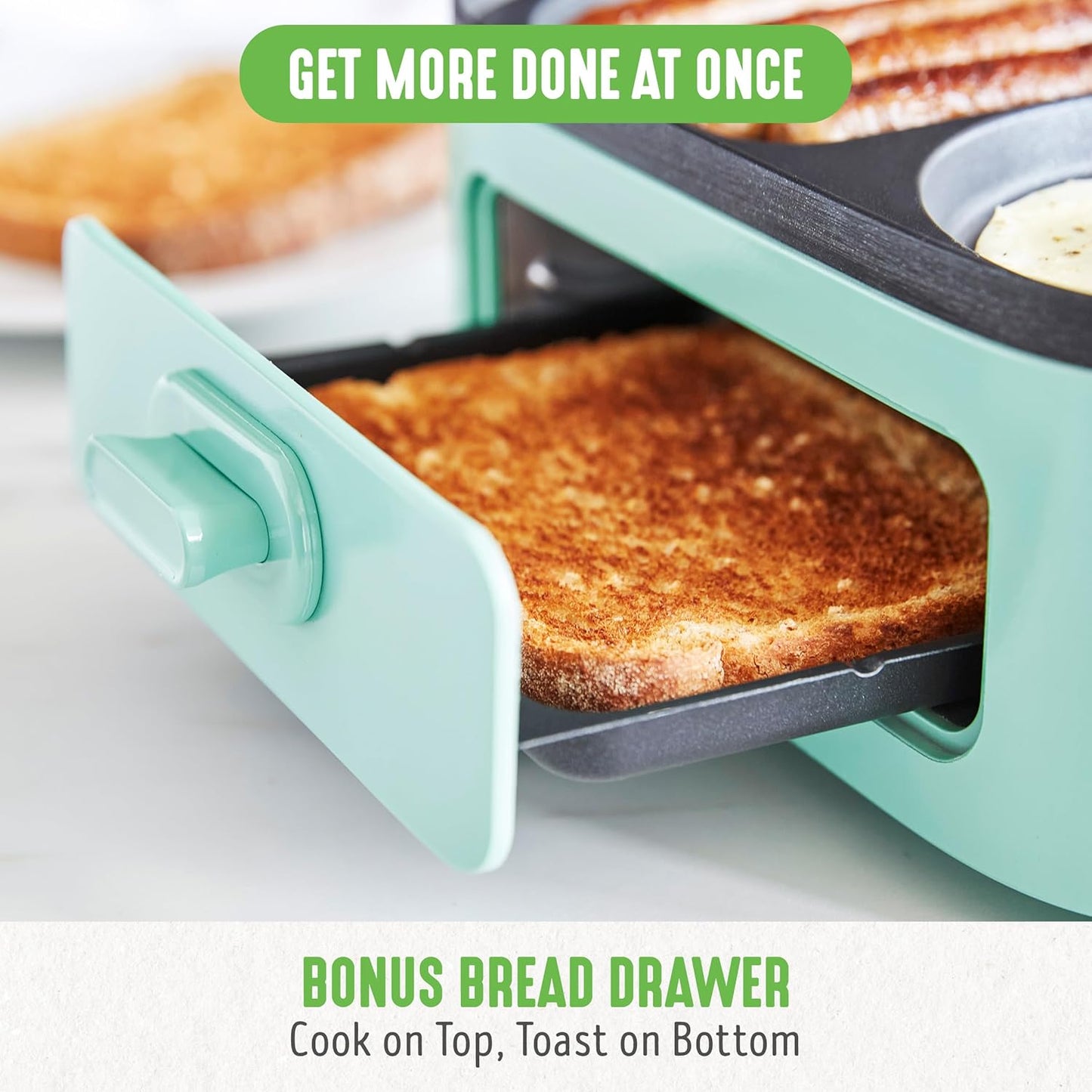 Dual Griddle Breakfast Maker Station Nonstick Ceramic for Eggs Meat Sausage Bacon Pancakes and Sandwiches
