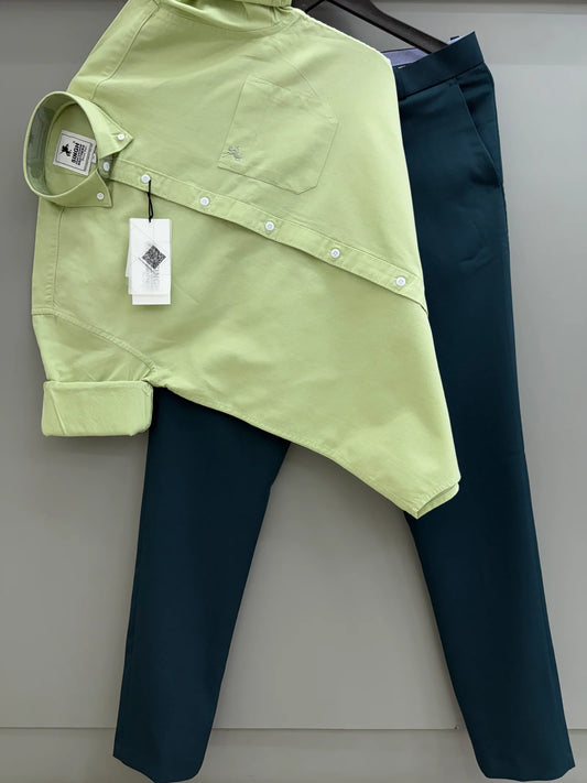 Slim Fit Cotton Oxford Shirt with Matching Formal Pant for Work and Corporate Meetings