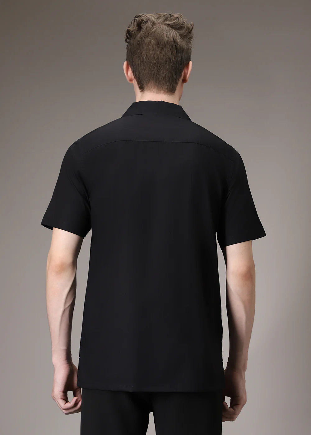 Elegant Black Embroidered Shirt for Men Featuring Modern Line Detailing