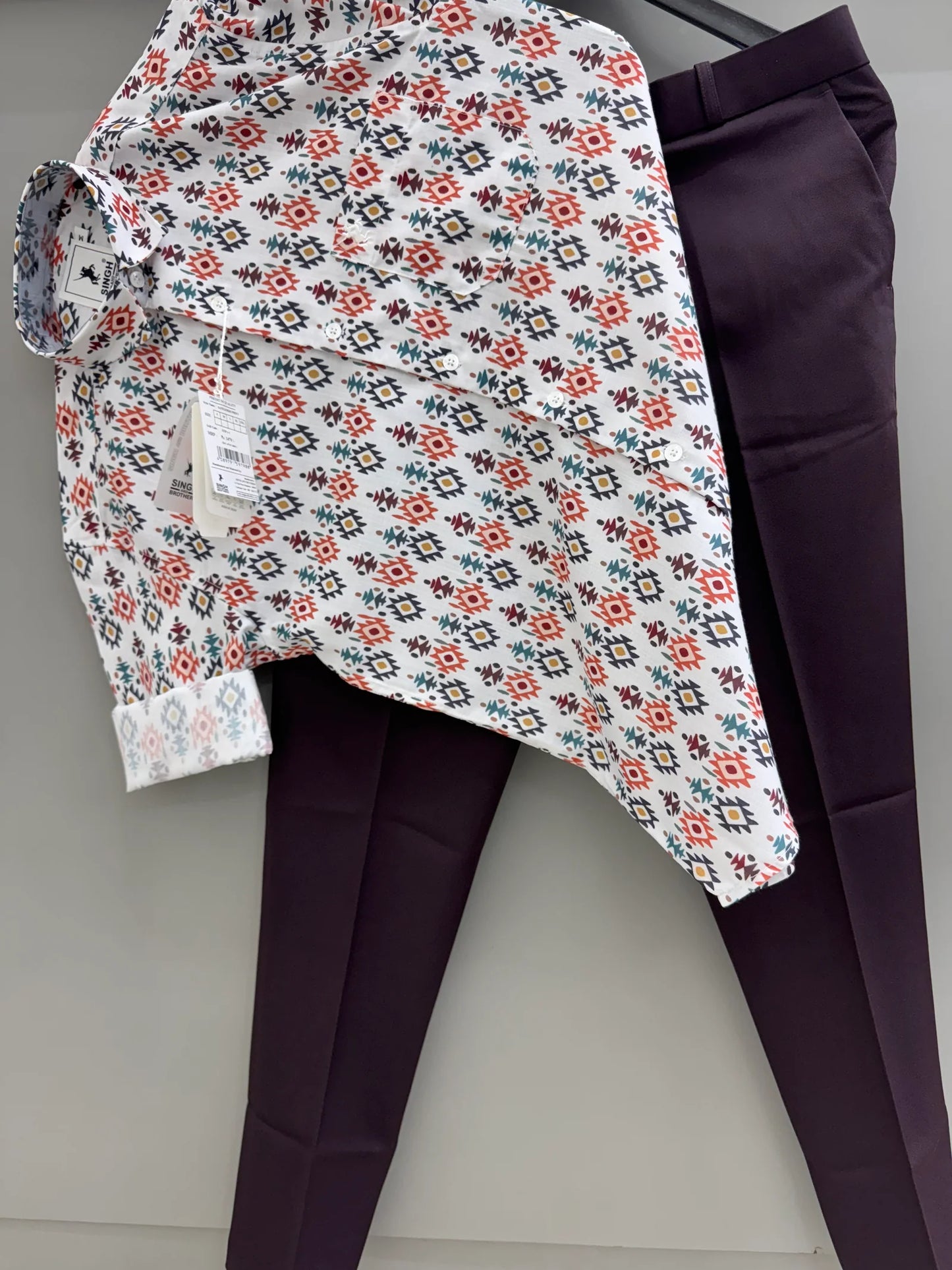 Men’s Stylish Printed Shirt Paired with Slim Fit Pant for Casual and Party Wear