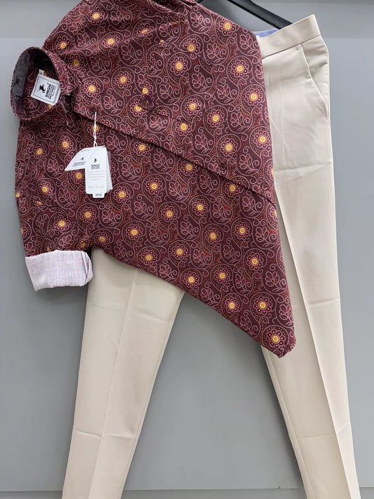 Luxury Printed Shirt with Matching Pant for Elegant Casual or Festive Wear