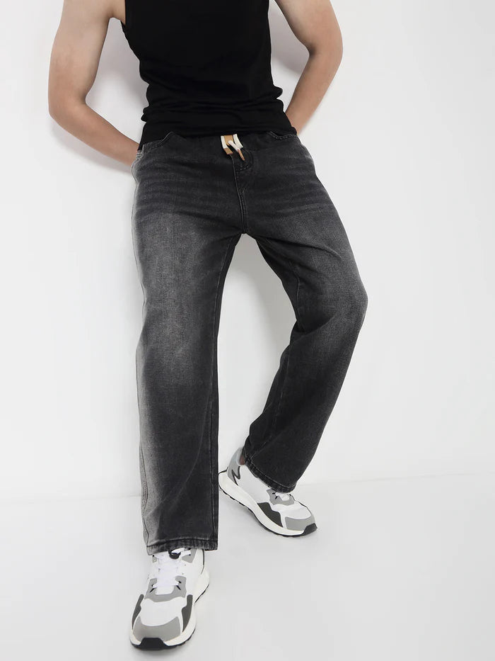 Faded Grey Relaxed Fit Jeans for Men with Comfortable and Casual Style