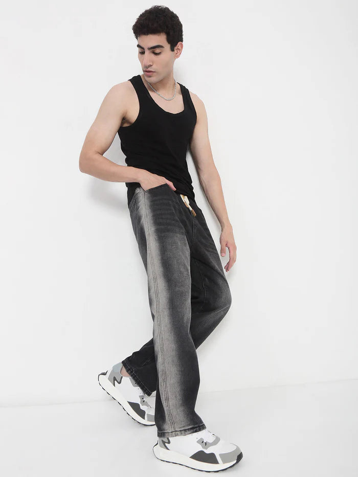 Faded Grey Relaxed Fit Jeans for Men with Comfortable and Casual Style