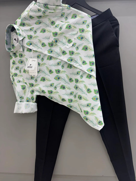 Men’s Full Sleeve Printed Shirt with Stylish Pant for Party or Outing Looks