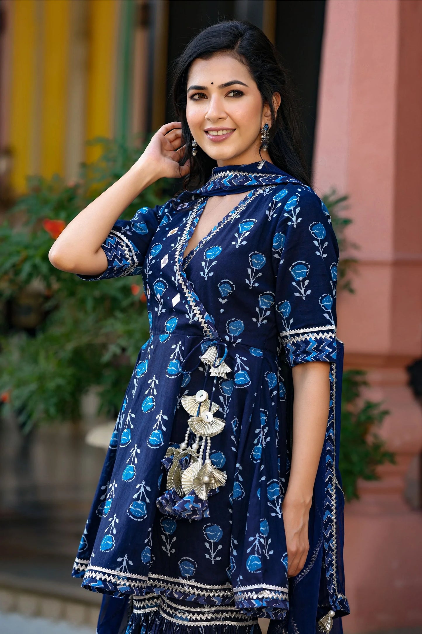Indigo Handblock Sharara Set for Weddings and Gatherings