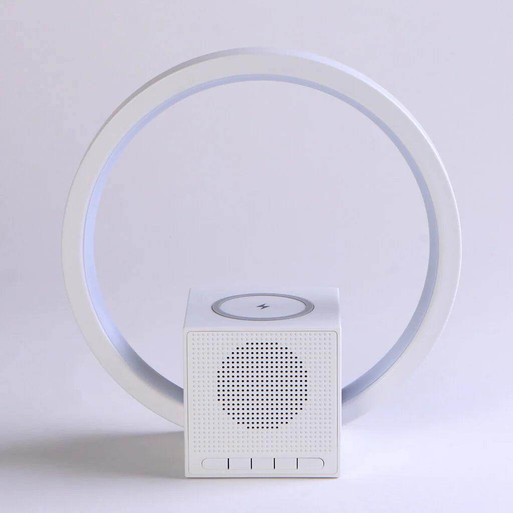 Smart Table Lamp with Wireless Charging and Bluetooth Speaker