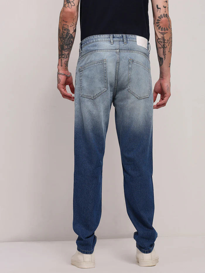 Blue Two Tone Relaxed Fit Jeans for Men with Modern and Versatile Look