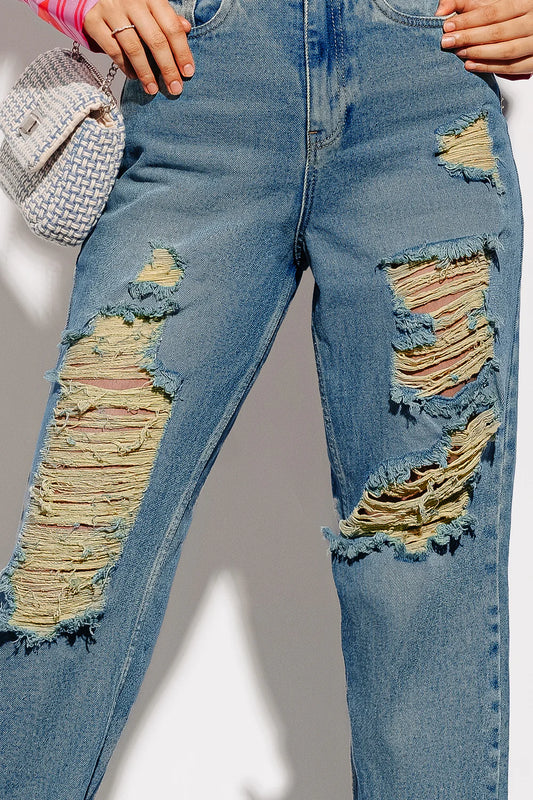Modern Amber Distressed Womens Slouchy Jeans Trendy Loose Fit Fashion Denim Pants