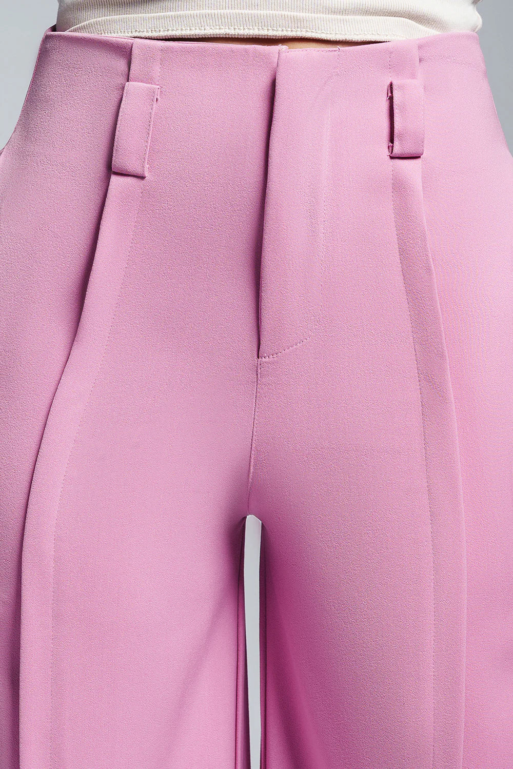 Stylish Flora Pink Front Slit Women’s Wide Pants with Elegant Flowing Silhouette