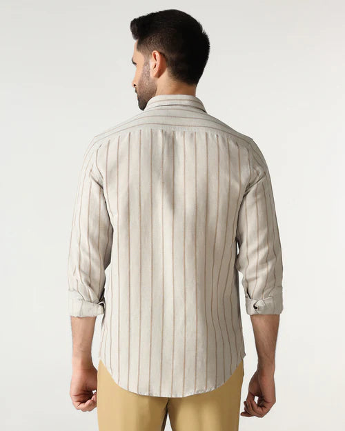 Lightweight Natural Linen Stripe Shirt for Men Everyday Casual Wear