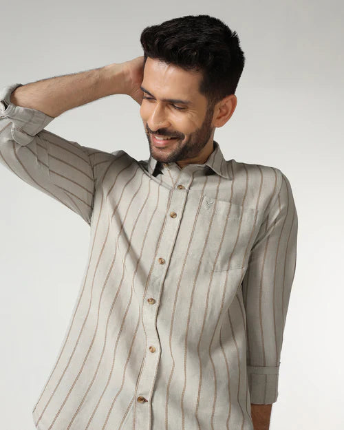 Lightweight Natural Linen Stripe Shirt for Men Everyday Casual Wear