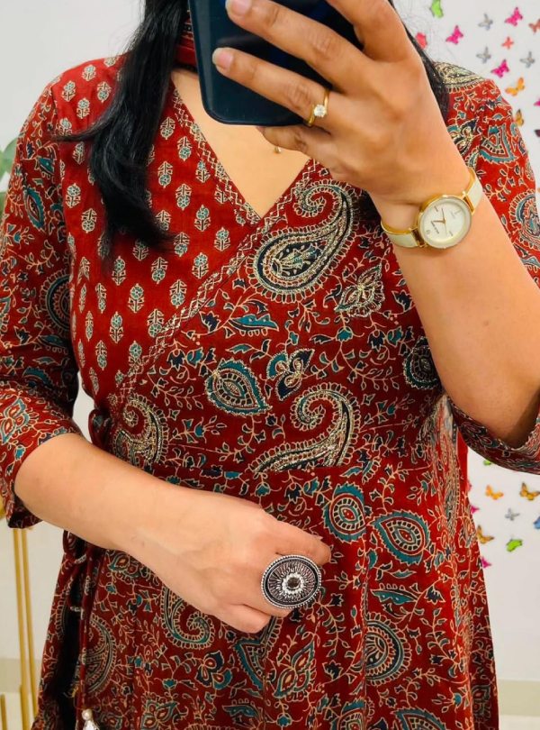Comfortable Angrakha Style Anarkali Kurta Set for Women for Daily and Special Occasions