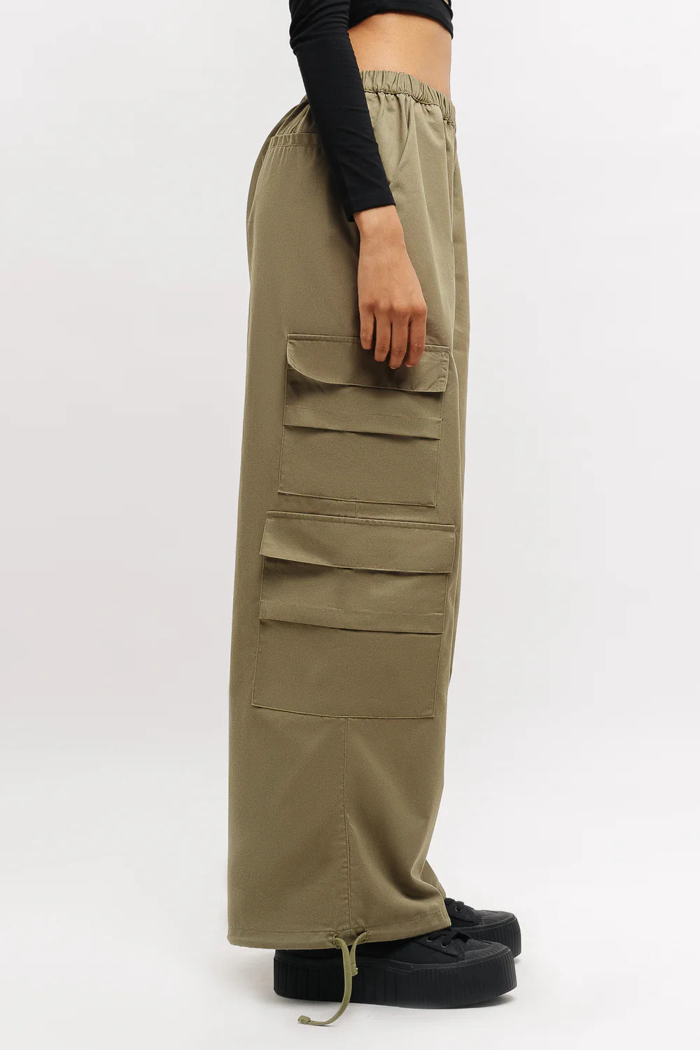 Modern Olive Baggy Pants Comfortable Loose Fit Casual Trousers for Women