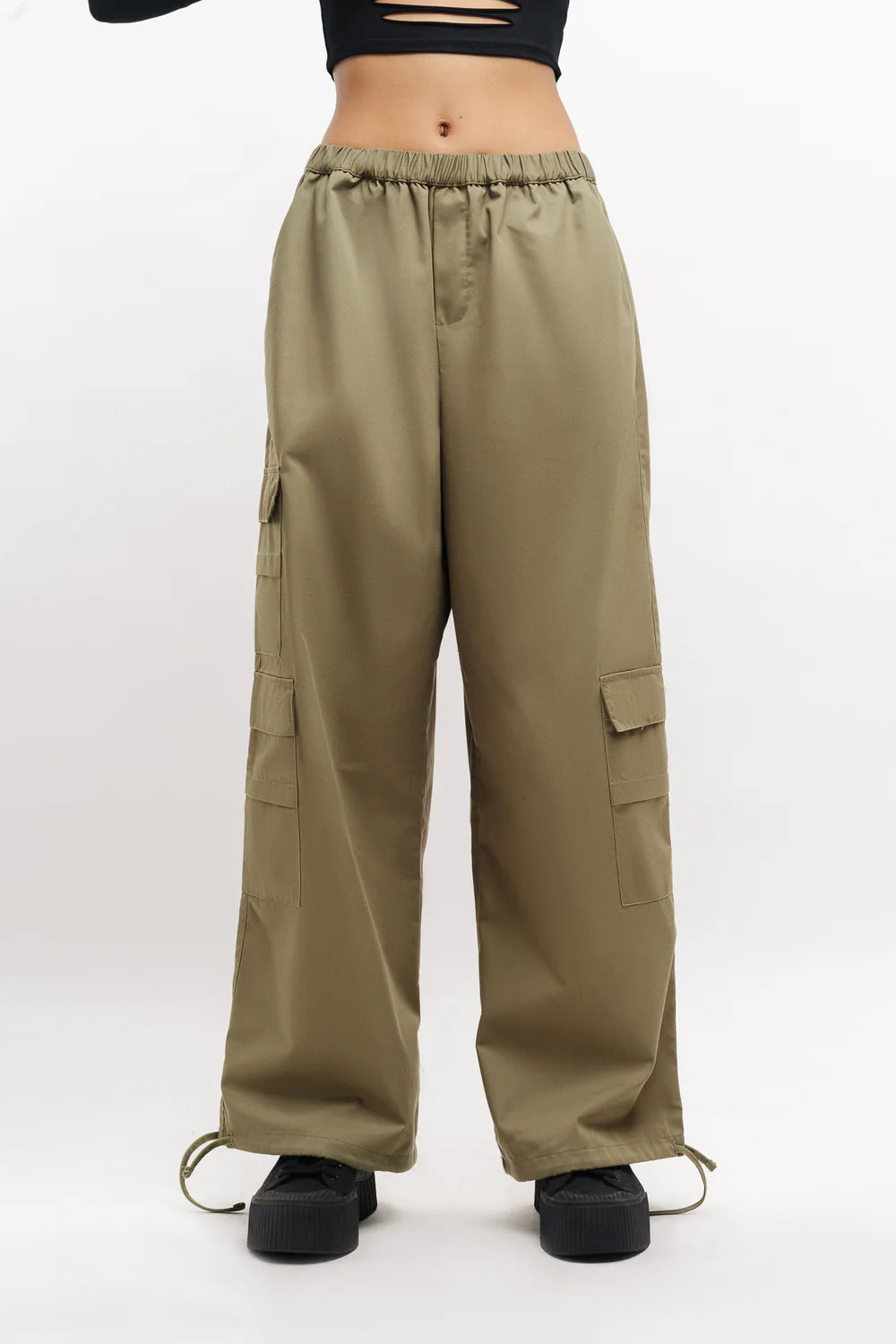 Modern Olive Baggy Pants Comfortable Loose Fit Casual Trousers for Women