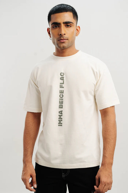 Acid Wash Beige Oversized Men’s T-Shirt – Relaxed Fit Cotton Tee for Street Style and Daily Casual Fashion
