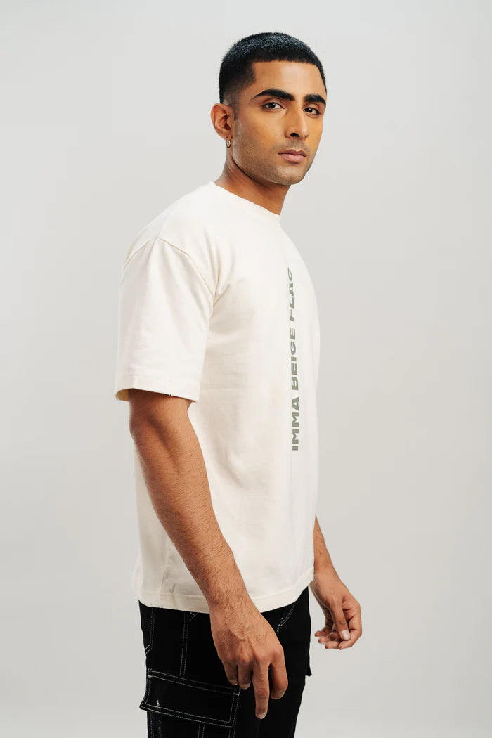 Acid Wash Beige Oversized Men’s T-Shirt – Relaxed Fit Cotton Tee for Street Style and Daily Casual Fashion