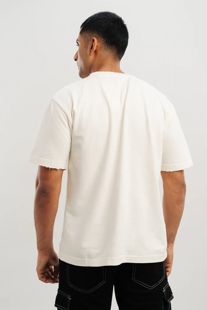 Acid Wash Beige Oversized Men’s T-Shirt – Relaxed Fit Cotton Tee for Street Style and Daily Casual Fashion