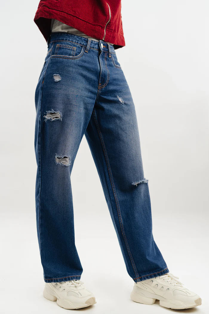Sapphire Blue Straight Leg Denim Jeans for Men Ideal for Casual and Everyday Wear