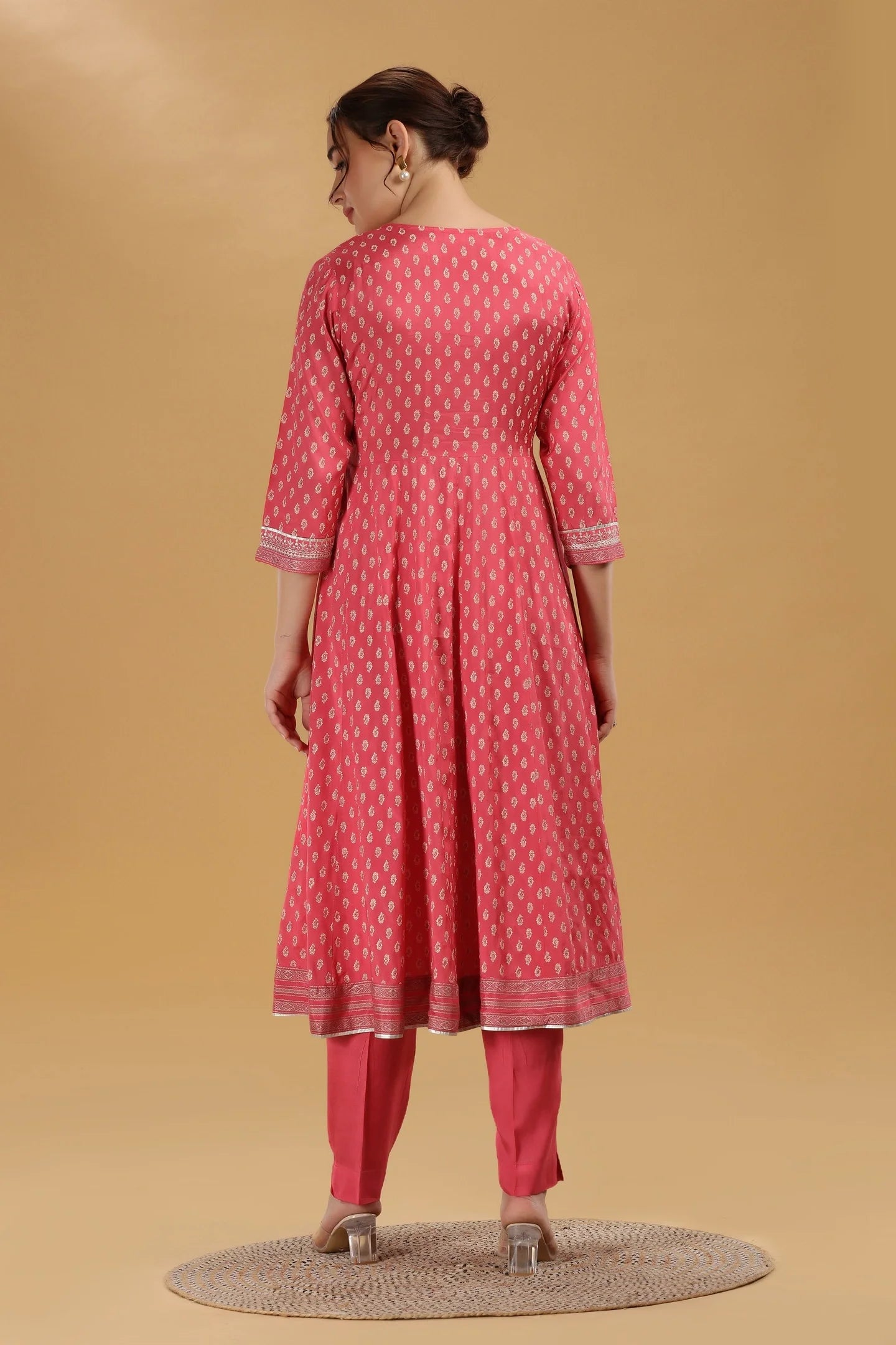 Fashionable Pink Santoon A-Line Kurta Pant and Dupatta Suit Set for Women with Elegant Print and Embroidery