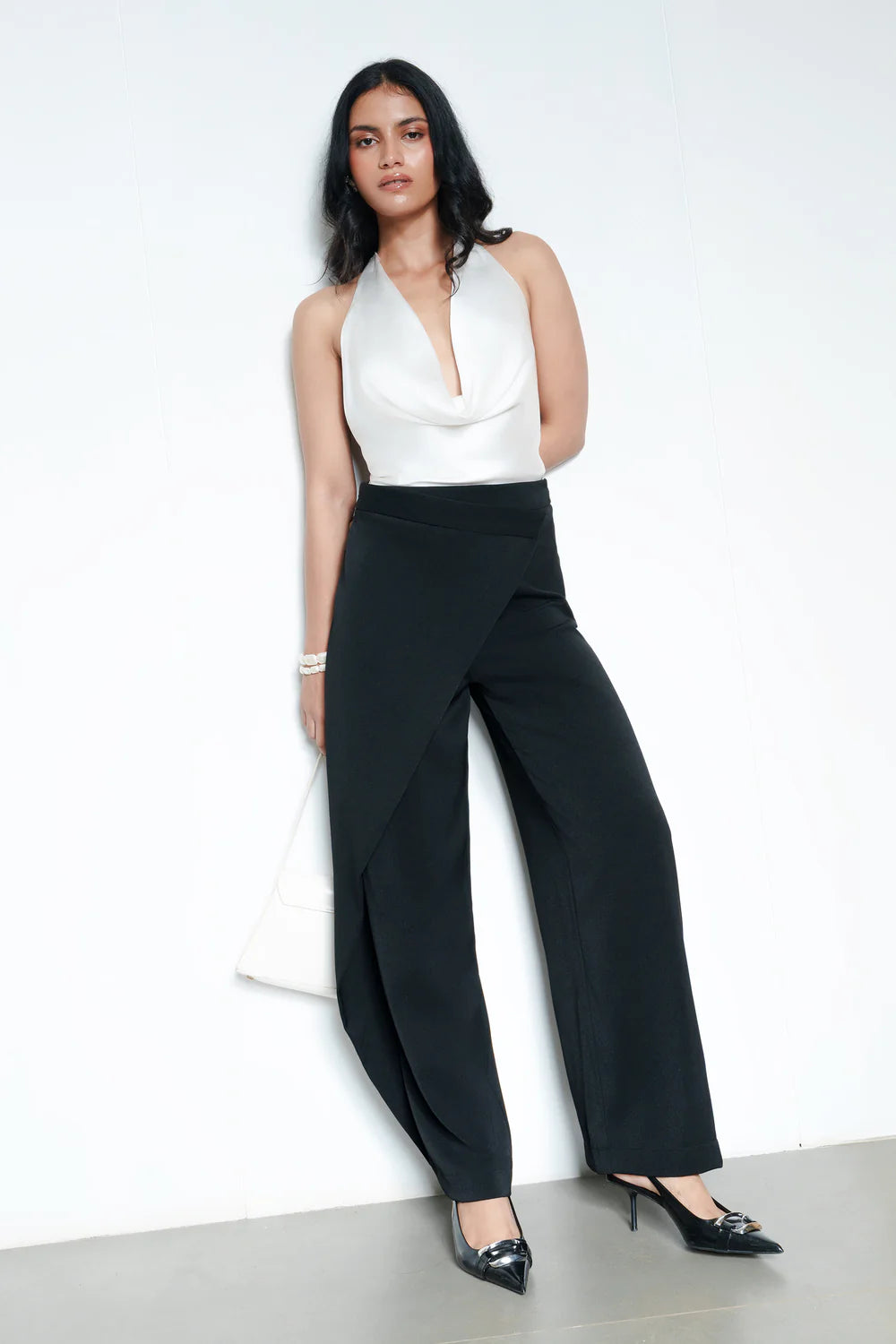 Basic Black Pareo Womens Straight Korean Pants with Minimalist Chic Streetwear Vibe