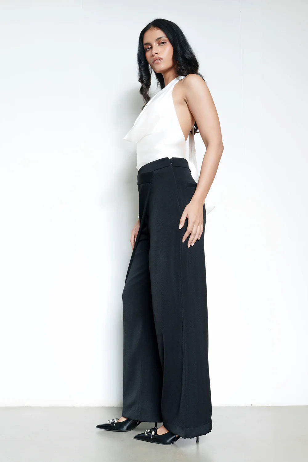 Basic Black Pareo Womens Straight Korean Pants with Minimalist Chic Streetwear Vibe