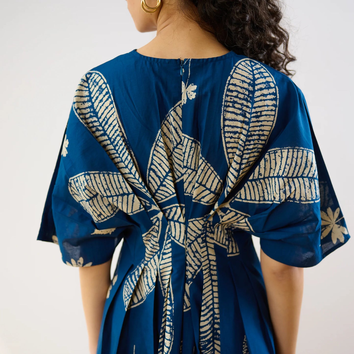 Comfortable Periwinkle Pleated Cotton Maxi Dress for Everyday Wear