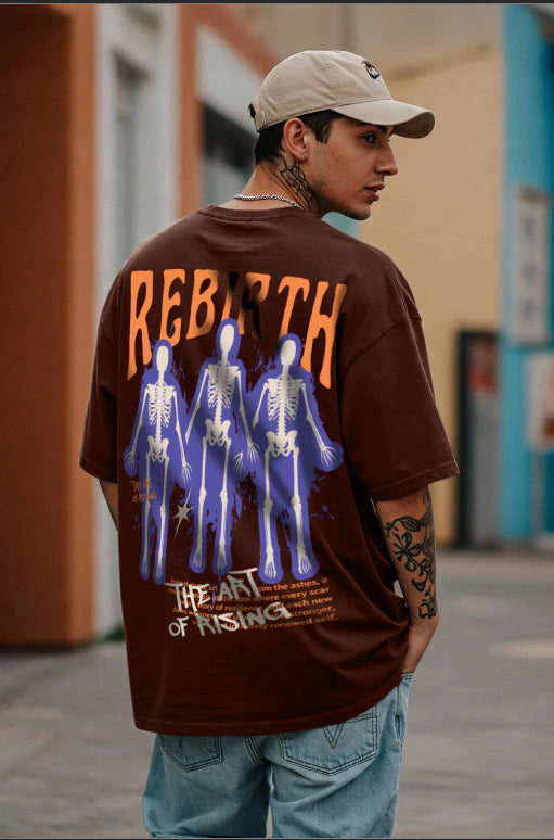 Trendy Oversized Brown Graphic Printed T-Shirt for Men for Day-to-Night Wear