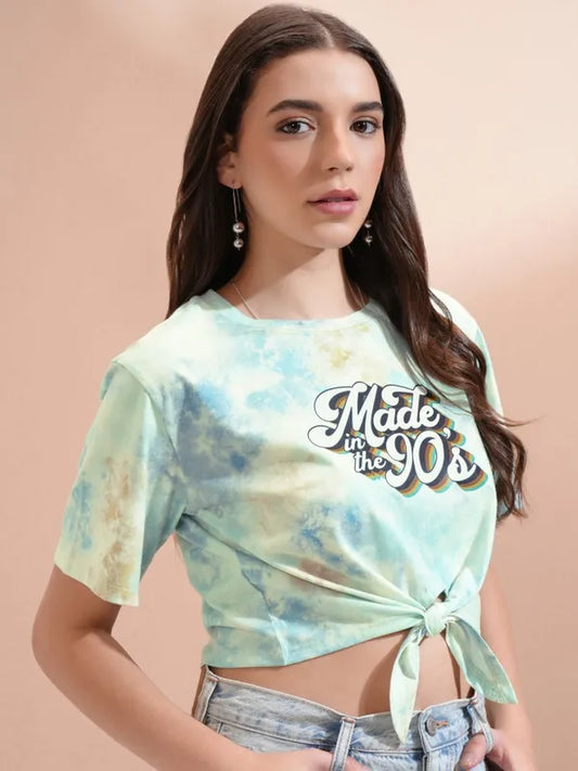 Modern Green Printed Regular Top for Daily Outfits