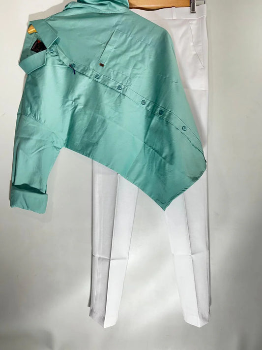 Men’s Combo of Shirt and Pant with Tailored Fit for Office and Casual Wear